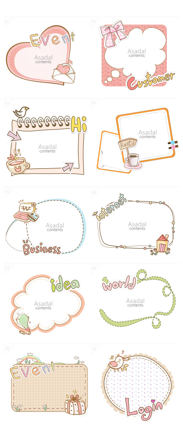 Cute cartoon hand drawn frame vector