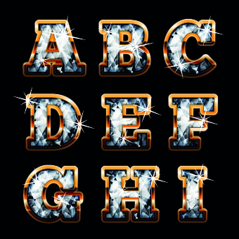 Diamond with gold alphabet vector 01