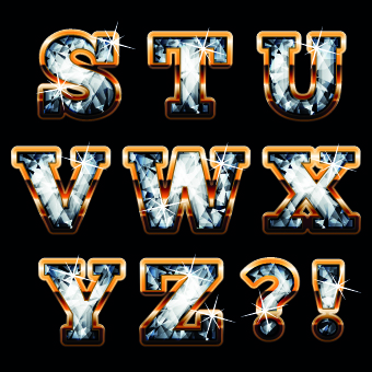 Diamond with gold alphabet vector 02
