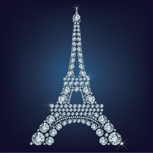 Diamonds eiffel tower vector background