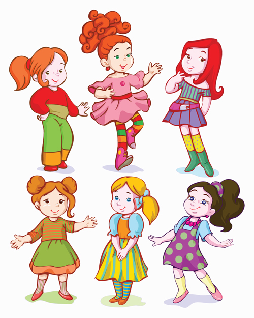 Different cartoon kids design vector 01