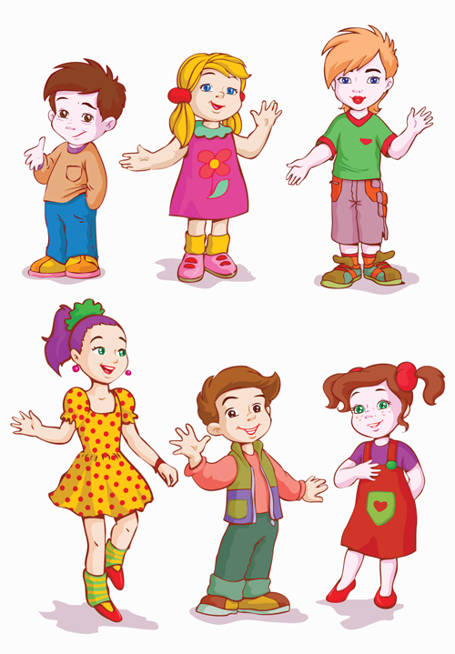 Different cartoon kids design vector 02
