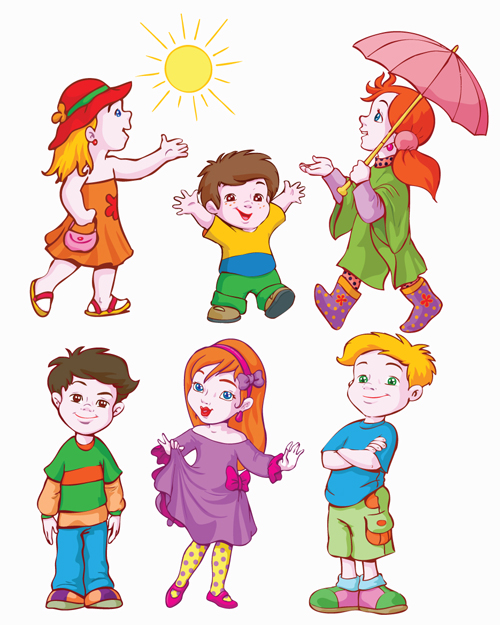 Different cartoon kids design vector 03