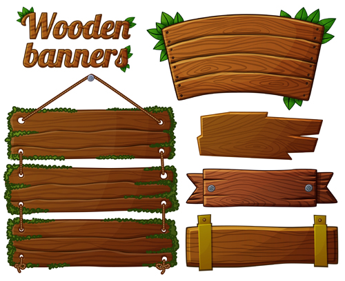wooden shapes different banners 