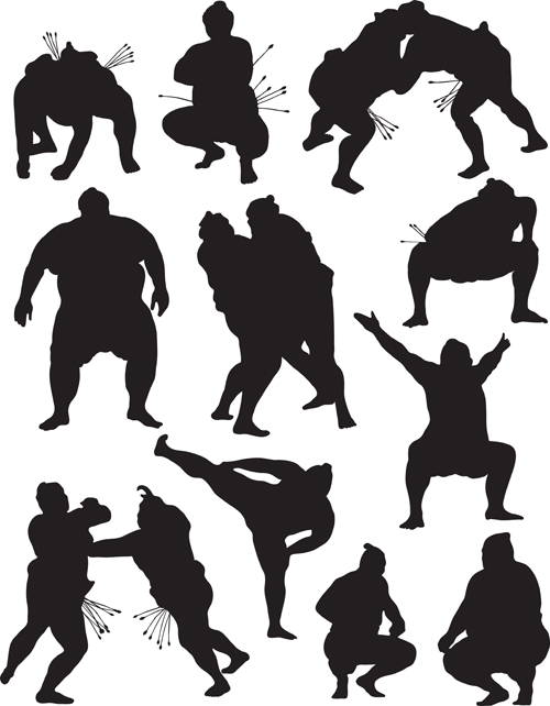 Different sumo Silhouettes vector