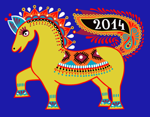 Ethnic style horses design elements 02