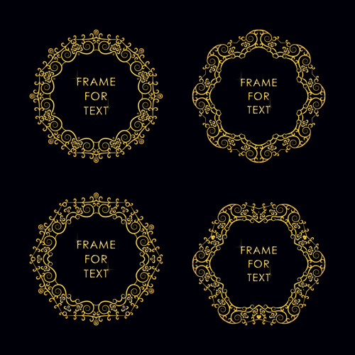 Gold deco frame beautiful vector set 02