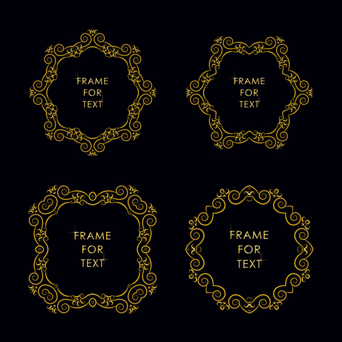Gold deco frame beautiful vector set 03