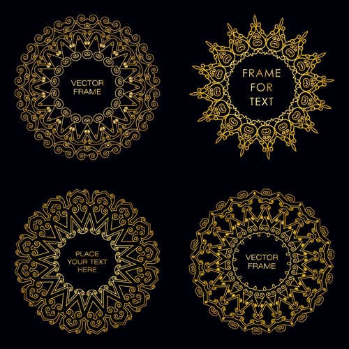 Gold deco frame beautiful vector set 04