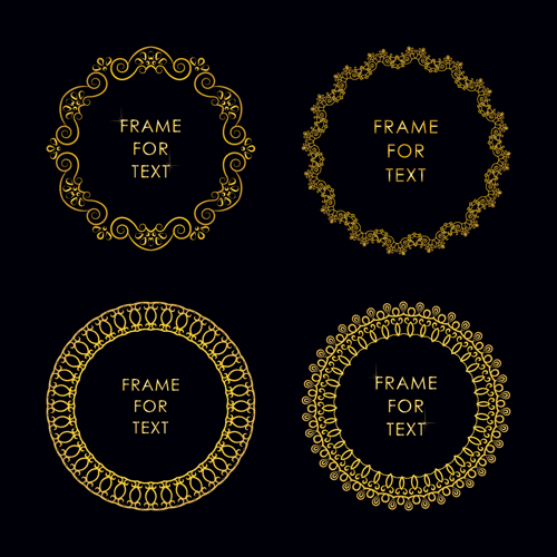 Gold deco frame beautiful vector set 07