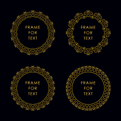 Gold deco frame beautiful vector set 08