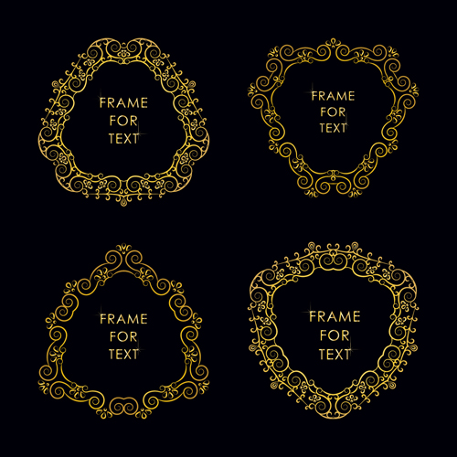 Gold deco frame beautiful vector set 09