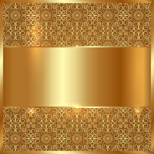 Golden metal with floral background vector 01