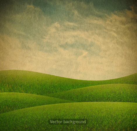 Green nature retro background vector 03