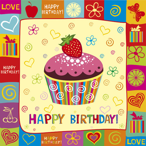 Happy Birthday elements card vector 01
