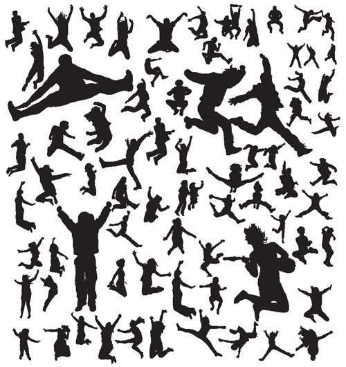 silhouettes silhouette people jumping 