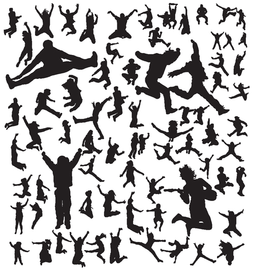 Jumping People Silhouettes vector 04