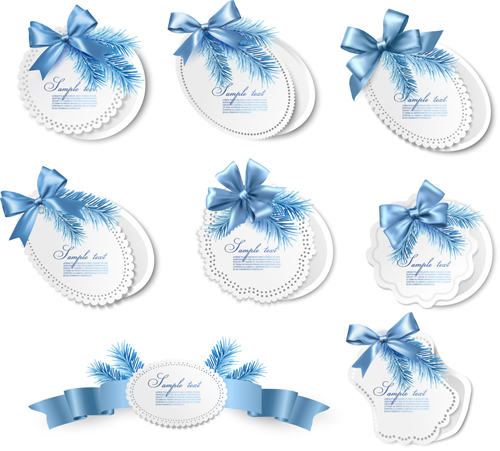 Beautiful Paper Labels Bows vector 03