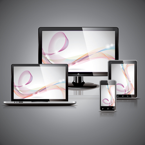 Modern monitor with technology vector 02