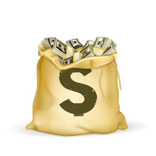 Sack with Money design vector graphics set 01