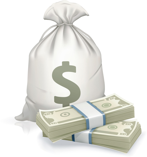 Sack with Money design vector graphics set 02
