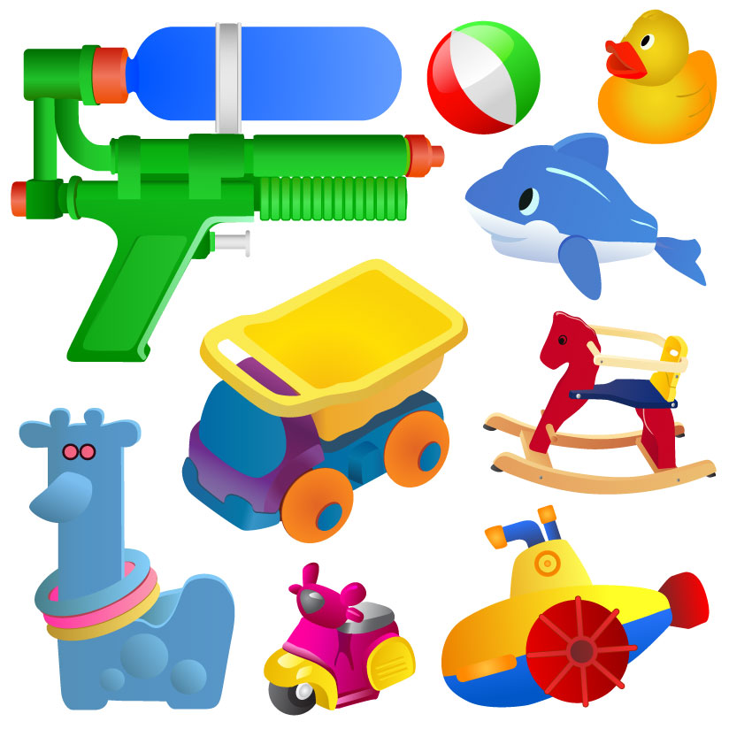 Realistic children toys creative design graphics 04