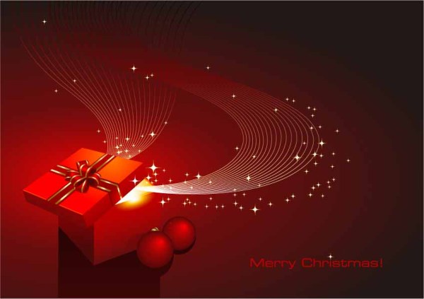 Red gift box with abstract background vector