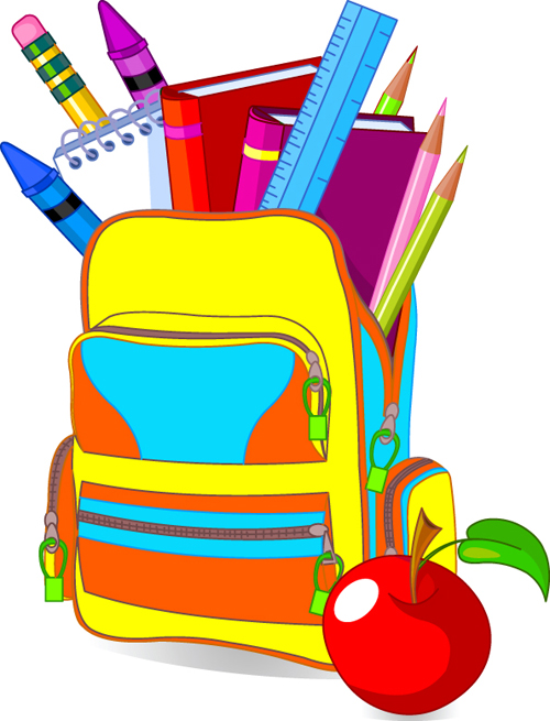 Funny School bag design elements vector 01