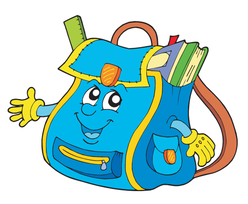 Funny School bag design elements vector 02