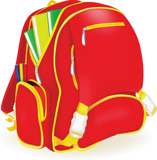 Funny School bag design elements vector 03
