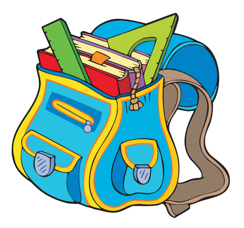 Funny School bag design elements vector 05