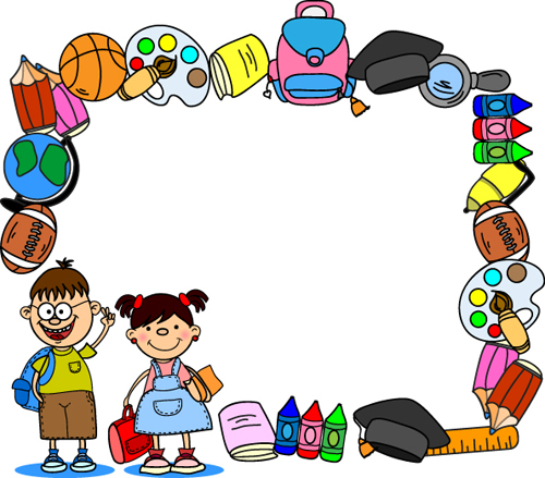 Set of School frame elements vector 02