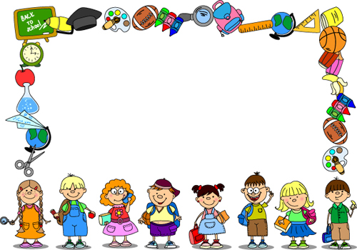 Set of School frame elements vector 03