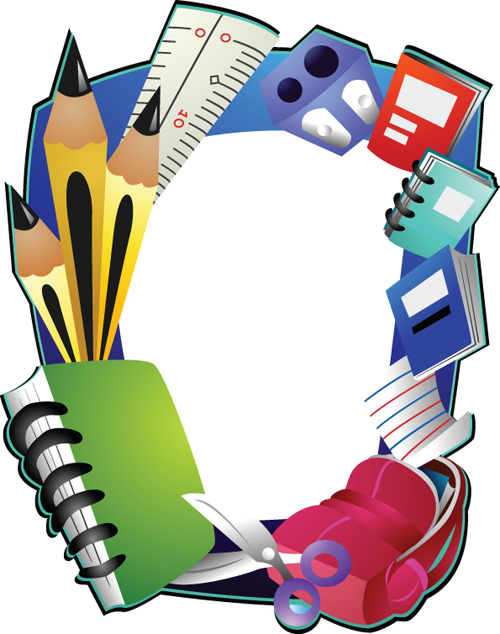 Set of School frame elements vector 04