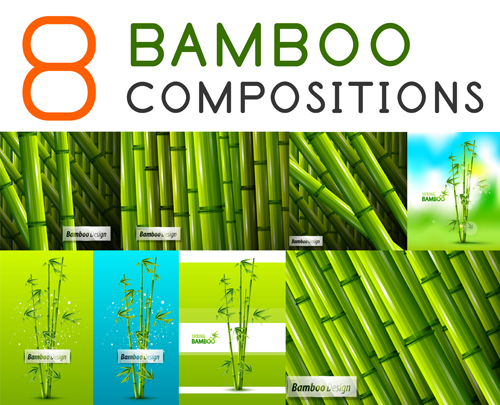 Shiny spring bamboo vector background material 04
