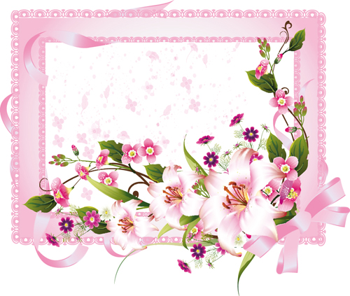 Vector of Spring Fresh Flower Frame set 03
