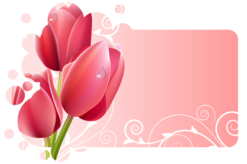 Vector of Spring Fresh Flower Frame set 06