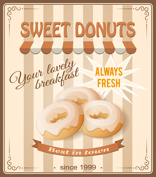 Vintage Style vintage sweet poster donuts 