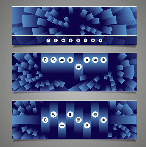 Tech elements web banners vector set 01