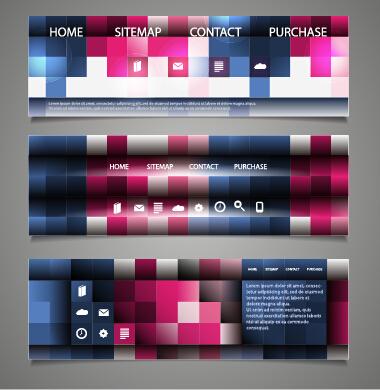 Tech elements web banners vector set 03