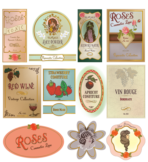 Vector set of Creative Vintage Labels 02