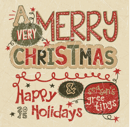 Vintage background 2015 christmas and new year vector set 02