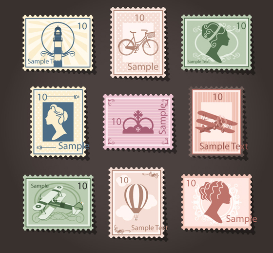 Vintage stamps sample vector graphics