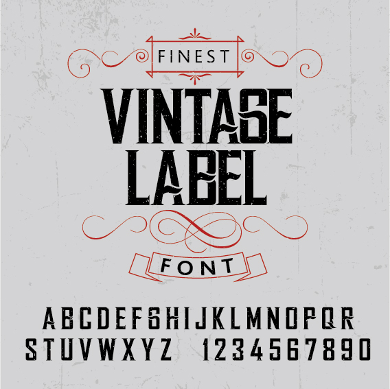 Vintage Style numbers alphabet 