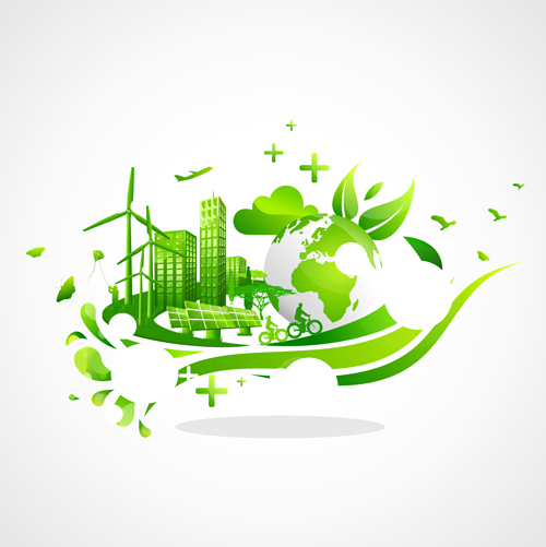 Creative ecology city background illustration 05