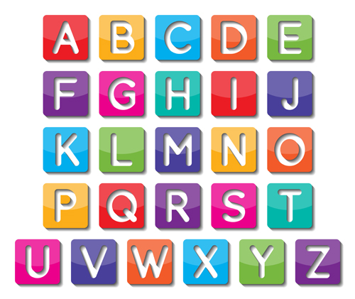 hollow out alphabet colored vector