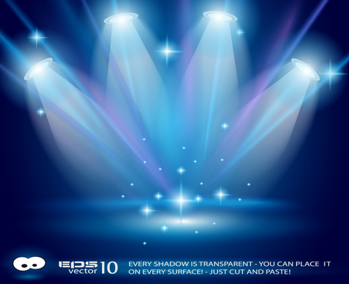 Set of Blue Spotlights background vector 01