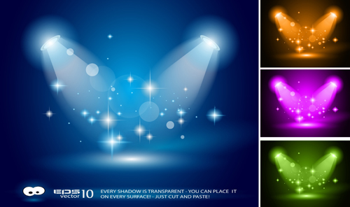 Set of Blue Spotlights background vector 03