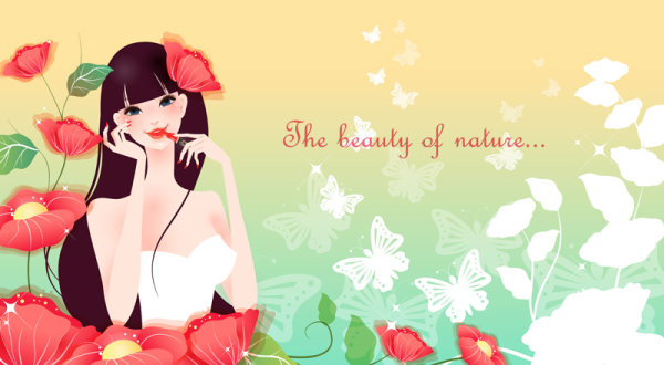 cartoon beauty vector background 03