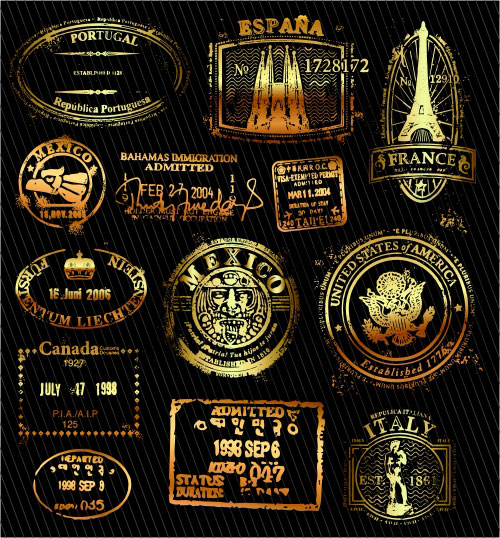 Gold color signet free vector 02